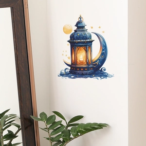 Islamic moon and lanterns wall decal set for living room and bedroom home decoration