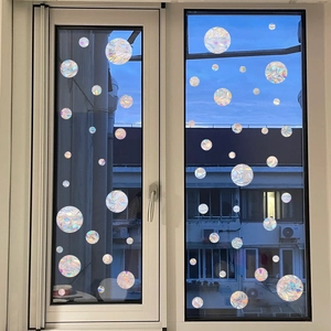 Rainbow prism holographic dot window stickers for home glass decoration in various sizes