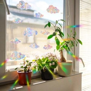 Regenbogen-Wolken-Fensteraufkleber mit Prismen-Effekt und Laser-Hologramm-Design