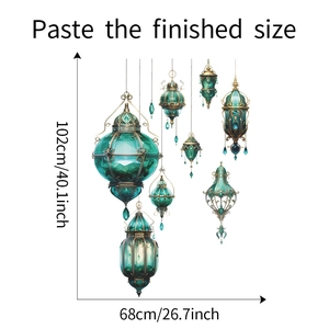 Detail of emerald green hanging lantern wall stickers with dimensions 102cm x 68cm