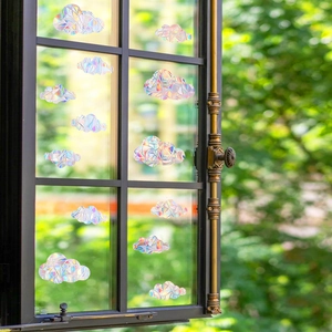 3D Regenbogen Wolken Fensteraufkleber mit geometrischer Textur für bunte Glasdekoration