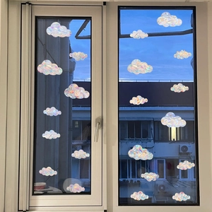 Regenbogen Laser Wolken Glasaufkleber für Fensterdeko mit holografischem Prisma-Effekt