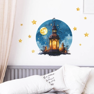 Creative castle moon and star wall stickers for kids room background wall decoration
