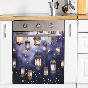 Starry sky chandelier decorative wall sticker on oven door for kitchen aesthetics
