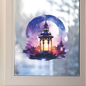 Dreamy Purple Lantern Wall Sticker PVC Removable Self Adhesive Wall Decal For Living Room Bedroom Cabinet Glass Home Decor