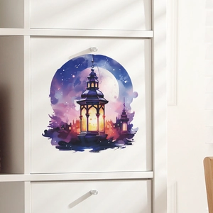 Artistic Ramadan lantern wall sticker with glowing stars for cabinet and home decoration