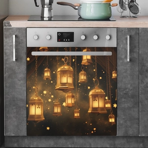 Golden Ramadan lanterns dishwasher decal with stars for home kitchen decoration