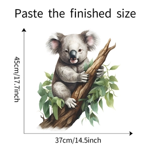 Detail view of cartoon koala wall sticker with dimensions 45cm height and 37cm width