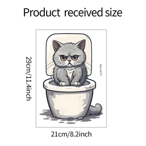 Sticker de toilette chat fâché dimensions du produit 29cm par 21cm vue détaillée