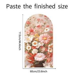 Detail showing dimensions of 60x113cm for the daisy and floral arch wall sticker
