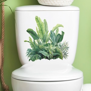 Tropischer Monstera Blatt Toilettenaufkleber Wasserdicht PVC Grün Pflanze Wandtattoo Für Badezimmer Home Decor Blatt Wandbild