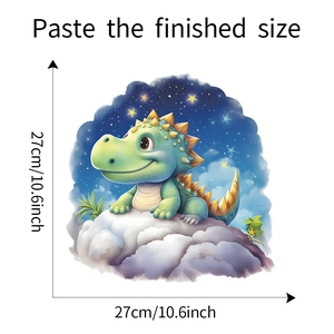 Cartoon green dinosaur and starry night wall sticker with 27cm finished size dimensions