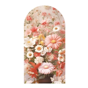 Daisy flower arch wall sticker with pink and yellow floral art for home bedroom decor