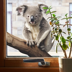 Lifelike 3D koala window static cling sticker for home glass decoration and wall art