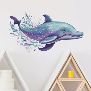 Cartoon Dreamy Whale Watercolor Wall Sticker PVC Decorative Decal For Kids Nursery Background Bedroom Wall Decor