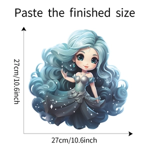 Adesivo murale fata cartone animato con guida taglie 27cm x 27cm per decorazione