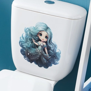 Adesivo murale impermeabile con sirena cartone animato per decorazione bagno e toilette