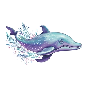 Cartoon dreamy blue whale wall sticker for kids bedroom and kindergarten nursery decor
