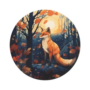 Adesivo per finestre rotondo volpe cartone animato bosco autunnale decoro per casa