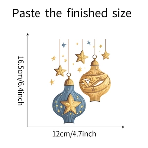 Detailed wall sticker size guide showing creative hanging lamp ornaments for home decor