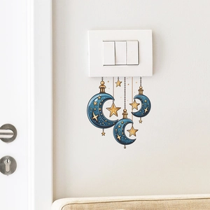 Ramadan Eid Mubarak Moon Star Wall Sticker PVC Self Adhesive Switch Decoration For Bedroom Living Room Home Decor KG412