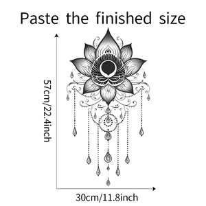 Dimensioni dell'adesivo murale mandala loto, misura finale 57x30cm per decorazioni