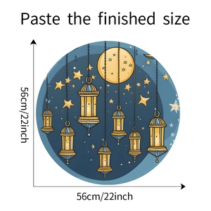 Dettaglio che mostra la misura finale 56cm dell'adesivo murale Luna Stella Lanterna