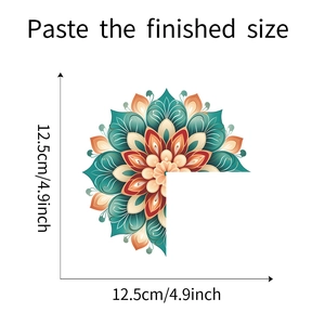 Dettaglio adesivo murale mandala da 12,5 cm con motivo artistico floreale geometrico