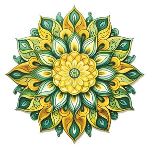 Green and yellow mandala wall sticker for bedroom and living room decor