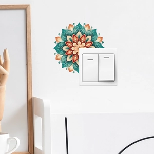 Adesivo murale mandala colorato per interruttore con design floreale etnico boho