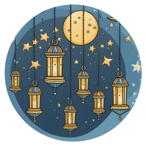 Adesivo murale con lanterne Ramadan luna e stelle per la cameretta dei bambini