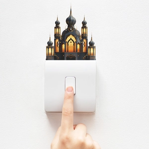Adesivo murale in stile mediorientale nero e oro per decorare interruttori luce