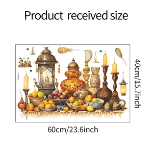 Detail view of Arabic festive wall stickers showing dimensions 40x60cm for home decoration