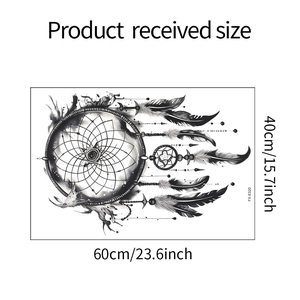 Detailed size specifications for artistic feather dreamcatcher wall decal 40x60cm