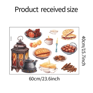 Detailed sheet layout of Ramadan wall stickers with teapot and lanterns size 60x40cm