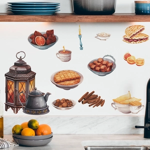 Middle Eastern style Ramadan wall stickers featuring lanterns and vintage teapots