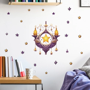 Creative purple star and moon wall decal set for children's room home wall decoration