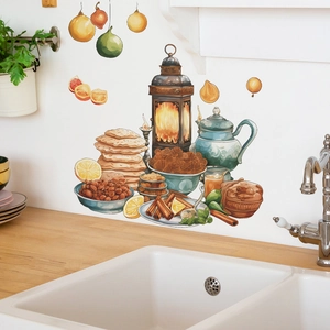 Middle Eastern style teapot and lantern wall stickers for kitchen and dining room decor