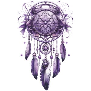 Sticker mural attrape-rêves violet avec fleur de mandala et plumes délicates