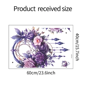 Detailed size specifications for purple floral dreamcatcher wall stickers 60x40cm