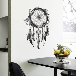 Artistic feather dreamcatcher wall sticker for modern living room and home decor