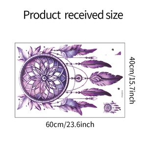 Detaillierte Maße des violetten Traumfänger-Wandaufklebers im 40x60cm Layout-Format