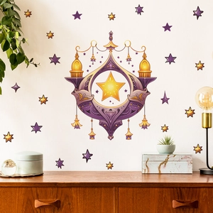 Creative purple chandelier wall sticker with stars for kids room and home wall decor