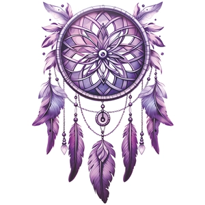 Violetter Traumfänger Wandaufkleber mit Federn und Blumennetz für die Heimdekoration