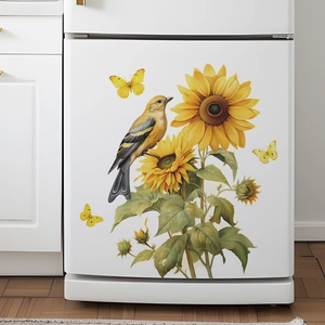 Autocollants tournesol avec oiseaux et papillons pour décoration intérieure