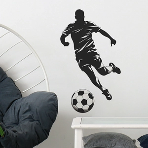 Sticker Mural Silhouette Joueur de Football Thème Sportif PVC Imperméable Décalcomanie de Football Pour Salon Chambre Décoration