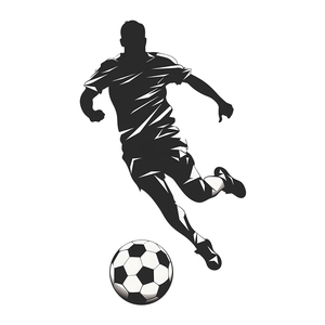 Sticker mural silhouette de footballeur dynamique et décor de football pour chambre