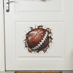 3D realistic cracked wall effect American football wall sticker for home decoration