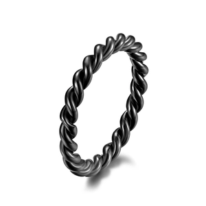 Moderner schwarzer geflochtener Titanstahlring mit mattem Satin-Finish für Damen und Herren