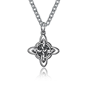 Vintage-Anhänger mit keltischem Knoten aus Edelstahl, antikes Silberfinish mit O-Kette